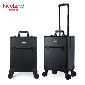 niceland/纳诗莲专业化妆箱拉杆跟妆师手提便携大容量带锁上门美