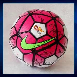 2016中超联赛比赛用球ORDEM3比赛版足球山东鲁能全队亲笔签名
