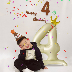 42寸奶油皇冠站立数字气球自带底座宝宝周岁生日派对场景布置装饰