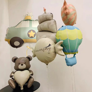 网红日式磨砂亚光小熊热气球糖果飘空铝膜卡通生日派对气球装饰