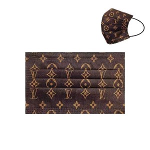 v印花一次性口罩潮牌彩色三层防尘抖音辣妹经典老花lv