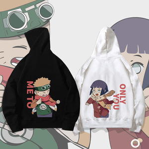 火影忍者鸣人雏田连帽卫衣男女春秋日系动漫学生潮牌宽松情侣帽衫
