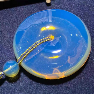 诚缘天然缅甸琥珀吊坠净水天空蓝珀平安扣pk多米尼加扣子蜜蜡挂件