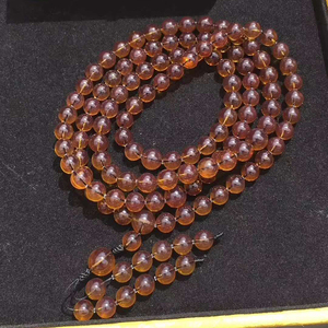 诚缘纯天然缅甸琥珀手串紫红茶珀手链净水粉紫色108佛珠蜜蜡手串