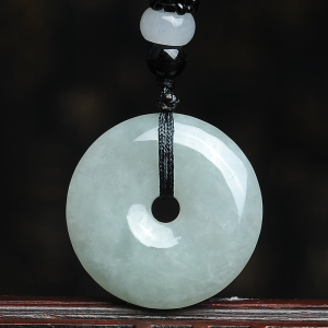 天然a货浅绿色翡翠平安扣吊坠玉石挂件女款糯种翡翠平安扣带证书