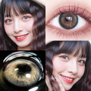 hangee糯米团美瞳女年抛小直径14.2自然隐形眼镜半年抛棕色正品
