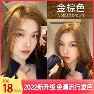 奶茶金棕色染发剂膏女2023流行色显白亚麻灰植物纯头发金黄色天然