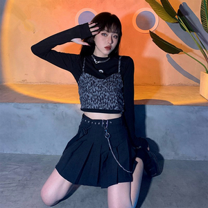 酷女孩穿搭上衣服夏套装欧美辣妹风甜酷酒吧蹦迪女装裙子暗黑系女