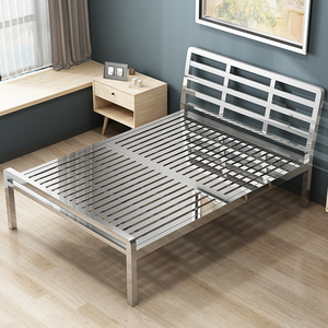 304不锈钢床头靠背15米18米加厚加粗环保现代简约非铁艺双人床架