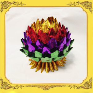 彩色莲花宝 七彩精品镭射纸折叠 祈福还愿贡奉礼佛彩莲花佛家用品