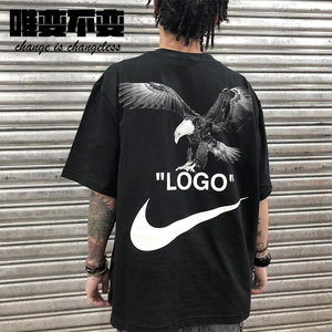 off-white x nike ow联名 大logo老鹰 黑色足球短袖t恤aj2239-010