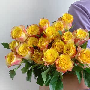 灿烂亮眼秋日金黄色胜利女神玫瑰鲜花插花鲜切花云南直发礼品送人