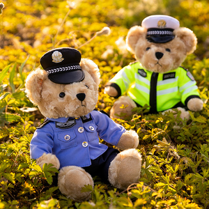 警察小熊公仔济南交警小熊玩偶抱抱熊泰迪交警熊公安熊生日礼物女