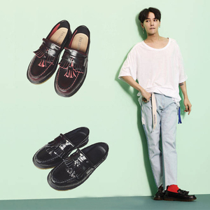 gd权志龙同款日系马丁鞋英伦圆头乐福鞋潮韩版套脚流苏黑色小皮鞋