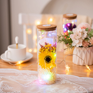 创意diy带灯星星许愿瓶漂流瓶永生花玫瑰小摆件手工心愿望玻璃瓶