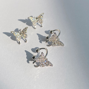 doudou 蝴蝶耳夹~时髦耳骨夹925银针耳钉无耳洞女仙气森系超仙