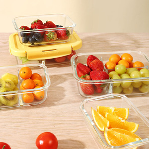 外出便携玻璃水果盒上班族便当盒野餐打包盒带饭餐盒食品级保鲜盒