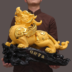 沙金貔貅摆件一对招财高档霸王皮丘家居客厅酒柜装饰旺财大气摆件_阿