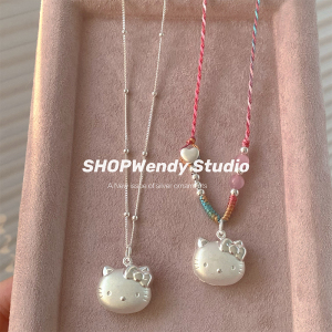 SHOPWendy | 可爱卡通猫咪头999足银纯银少女心项链毛衣链