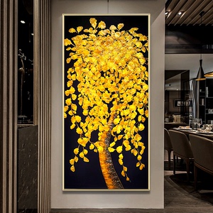 珐琅彩玄关装饰画客厅入户餐厅过道背景墙壁画高档轻奢挂画发财树