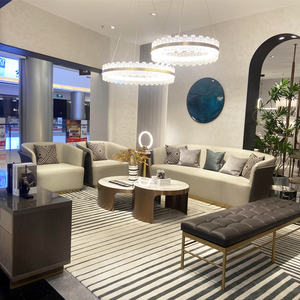 美萃轻奢进口真皮沙发美式后现代小户型奢华客厅茶几简约家具组合