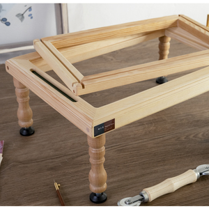 法式刺绣方形绣架 桌面绣架绣绷内框可翻转 松木桌面法绣小型绣架