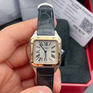 二手2028年全套卡地亚山度士系列w2sa0012女士石英腕表间玫瑰金