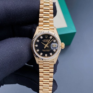 二手劳力士日志69178女士机械腕表26mm表径黑色钻石瑞士时尚女表