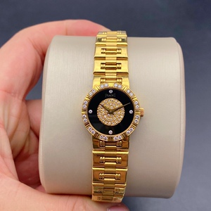 二手伯爵全金石英女士腕表通体18k黄金材质表径23mm手动机械