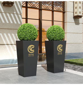 花箱铁艺酒店门口大型花柱市政广场户外摆不锈钢梯形花槽花筒定制