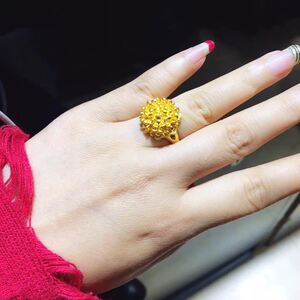百花齐放花朵戒指黄金色女手饰时尚潮流结婚指环女粗适合胖手大号