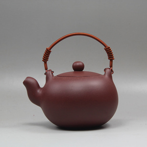 紫砂壶名家特价全手工家藏原矿紫泥霍红文制一粒珠小提梁壶茶壶