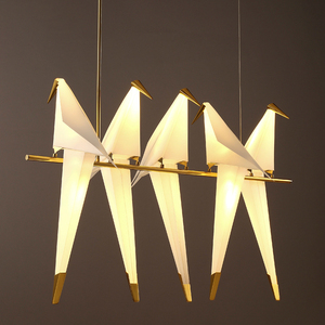 后现代千纸鹤小鸟吊灯创意个性吧台餐厅装饰艺术设计师样板房鸽子