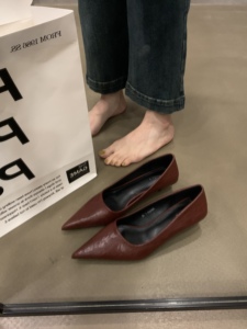 韩版气质法式简约平底鞋单鞋法式鞋秋款尖头浅口女鞋子豆豆鞋瓢鞋