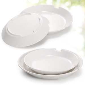 密胺白色盘子塑料吐骨碟带筷子架缺口盘子可以放筷子家用垃圾餐盘