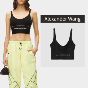 alexander wang亚历山大王吊带背心女士罗纹平织品牌徽标弹力内衣