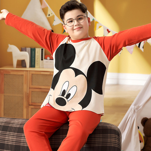 新款小胖童睡衣套装长袖男童秋装中大童加肥加大胖男孩宽松家居服