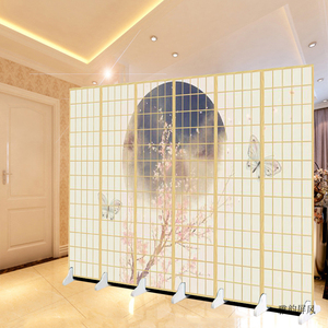 日式仿木格子屏风和风樱花摄影布景客厅玄关折屏日本古风实木隔断