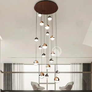 松伟智能客厅球形卧室餐厅现代简约轻奢珠落玉盘异形铝艺吊灯
