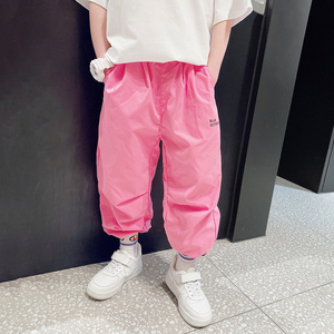 男童薄款工装裤2021春夏装新款中大儿童韩版街舞裤运动裤粉色长裤