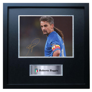 巴乔国米尤文亲笔签名复刻照片裱框相框背景墙挂画球衣装饰画海报