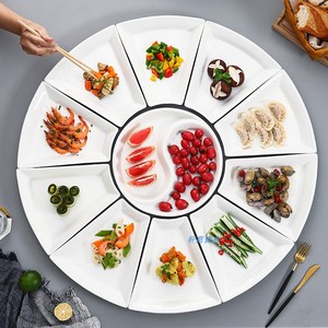 创意家用摆盘网红餐具团圆聚会菜盘圆形餐盘陶瓷组合拼盘深盘碟子