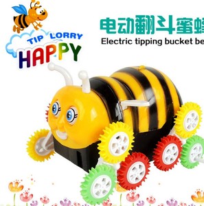 新品电动玩具车 小蜜蜂翻斗车 自动翻转儿童电动车地摊玩具热卖