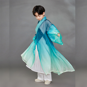 儿童汉服男童道袍长衫中式古风走秀礼服演出服宋制演出服国学舞蹈