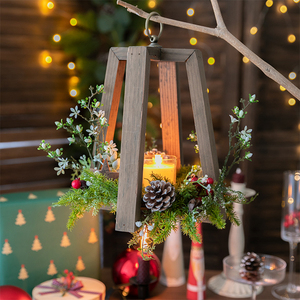 阿楹 北欧节日浪漫木质花艺烛台摆件ins风森系复古氛围感餐桌装饰