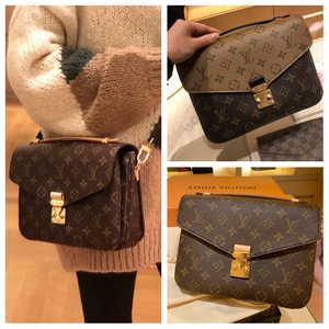 lv/路易威登女包 pochette metis老花拼色邮差包单肩斜挎包m44875