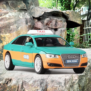 奥迪a8出租车合金车模声光回力语音四开门金属汽车模型男孩玩具车