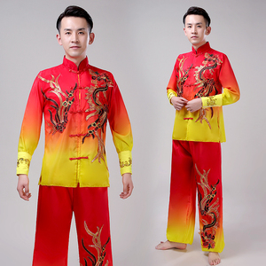 2023新款打鼓服演出服男成人中国风民族舞蹈舞龙舞狮腰鼓秧歌服装