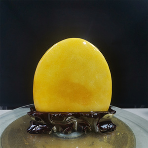 圆润黄玉石头黄龙云南玉石中式摆件客厅玄关落地天然石材原石