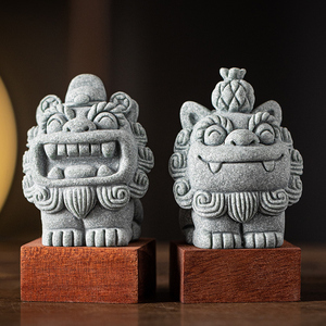 创意小狮子高帽旺来可爱石狮子茶宠茶玩摆件鱼缸造景桌面装饰礼品